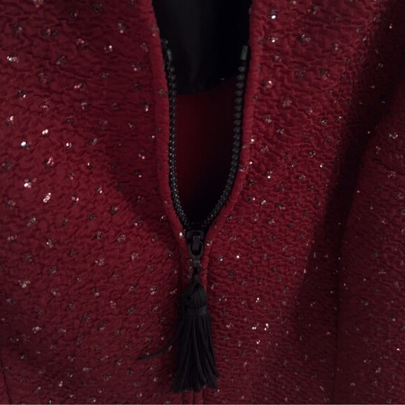 Vtg Blazer Jacket Sheri Martin 8 Womens Petites Red Glitter Sparkle M Medium 90s - Picture 7 of 8